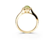 Halo Engagement Ring Setting for Fancy Yellow Marquise Center with Pave Accents, Heart Basket and Prong Head in Yellow Gold