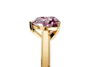 Solitaire Engagement Ring Setting for Fancy Pink Heart-Shaped Center with Flat-Sided Plain Band and Prong Head in Yellow Gold