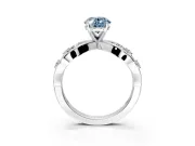 Solitaire Engagement Ring Setting for Fancy Blue Oval Center with Criss-Cross Accent Band and Prong Head in Platinum