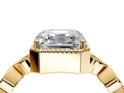 Vintage Station Engagement Ring Setting for Asscher Cut Center with Accents and Prong Head in Yellow Gold