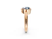 Halo Engagement Ring Setting for Fancy Blue Heart-Shaped Center with Tapered Plain Band and Prong Head in Rose Gold