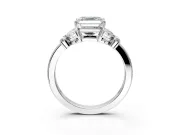 Solitaire Engagement Ring Setting for Asscher Cut Center with Marquise Flower Shoulders and Prong Head in Platinum