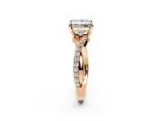 Solitaire Engagement Ring Setting for Princess Cut Center with Half-Pave Crossover Band and Prong Head in Rose Gold