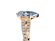 Solitaire Engagement Ring Setting for Fancy Blue Pear-Shaped Center with Twisted Pave Split Shank and Prong Head in Rose Gold