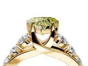 Solitaire Engagement Ring Setting for Fancy Yellow Heart-Shaped Center with Graduated Shared Prongs and Prong Head in Yellow Gold