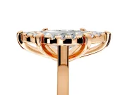 Single Halo Engagement Ring Setting for Marquise Center with Corner Claws, Plain Band and Prong Head in Rose Gold