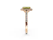 Halo Engagement Ring Setting for Fancy Yellow Emerald Cut Center with Raised Halo, Pave Band and Prong Head in Rose Gold