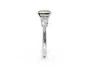 3 Stone Engagement Ring Setting for Fancy Green Princess Cut Center with Large Pear-Shaped Accents and Prong Head in Sterling Silver