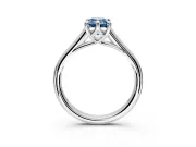 Solitaire Engagement Ring Setting for Fancy Blue Emerald Cut Center with Cathedral Band and Prong Head in White Gold