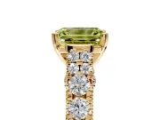 Solitaire Engagement Ring Setting for Fancy Yellow Emerald Cut Center with Pave Cathedral Shoulders and Prong Head in Yellow Gold