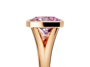 Solitaire Engagement Ring Setting for Fancy Pink Radiant Cut Center with V Split Shank and Bezel Head in Rose Gold