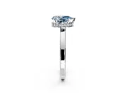 Hidden Halo Engagement Ring Setting for Fancy Blue Pear-Shaped Center with Wide Flat Plain Band and Prong Head in White Gold