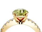Solitaire Engagement Ring Setting for Fancy Yellow Round Cut Center with Single Row Accent Band and Prong Head in Yellow Gold