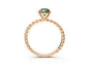 Solitaire Engagement Ring Setting for Fancy Green Pear-Shaped Center with Plain Twisted Rope Band and Prong Head in Rose Gold