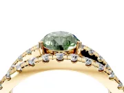 Solitaire Engagement Ring Setting for Fancy Green Pear-Shaped Center with Wide-Open Split Shank and Prong Head in Yellow Gold