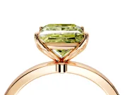 Solitaire Engagement Ring Setting for Fancy Yellow Princess Cut Center with Thin Rounded Plain Band and Prong Head in Rose Gold