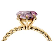 Solitaire Engagement Ring Setting for Fancy Pink Heart-Shaped Center with Plain Twisted Rope Band and Prong Head in Yellow Gold