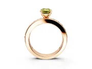 Solitaire Engagement Ring Setting for Fancy Yellow Emerald Cut Center with Channel-Set Accents and Prong Head in Rose Gold