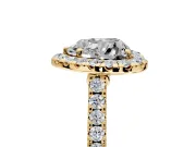 Halo Engagement Ring Setting for Heart-Shaped Center with Narrowing Pave Band and Prong Head in Yellow Gold