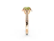 Floral Engagement Ring Setting for Fancy Yellow Cushion Cut Center with Four Accent Clusters and Prong Head in Rose Gold