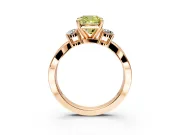 3 Stone Engagement Ring Setting for Fancy Yellow Cushion Cut Center with Pave Twist Band and Prong Head in Rose Gold