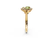 Starburst Halo Engagement Ring Setting for Fancy Yellow Heart-Shaped Center with Thin Round-Wire Band and Prong Head in Yellow Gold