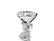 Solitaire Engagement Ring Setting for Pear-Shaped Center with Bar-Station Pave Twist and Prong Head in Platinum