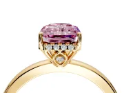 Solitaire Engagement Ring Setting for Fancy Pink Radiant Cut Center with Fine Wire Band and Prong Head in Yellow Gold