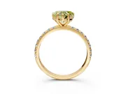 Solitaire Engagement Ring Setting for Fancy Yellow Heart-Shaped Center with Micro Pave Band and Prong Head in Yellow Gold