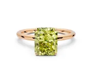 Solitaire Engagement Ring Setting for Fancy Yellow Radiant Cut Center with Plain Band, Open Basket and Prong Head in Rose Gold