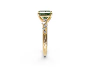 Solitaire Engagement Ring Setting for Fancy Green Princess Cut Center with Trailing Leaf Accent Band and Prong Head in Yellow Gold