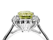 Starburst Halo Engagement Ring Setting for Fancy Yellow Radiant Cut Center with Thin Round-Wire Band and Prong Head in Platinum