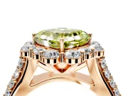 Large Accent Halo Engagement Ring Setting for Fancy Yellow Asscher Cut Center with Pave Split Shank and Prong Head in Rose Gold