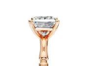 Solitaire Engagement Ring Setting for Princess Cut Center with Bamboo Band and Prong Head in Rose Gold
