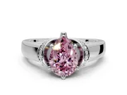 Solitaire Engagement Ring Setting for Fancy Pink Pear-Shaped Center with Wide Band, Pave Collar and Prong Head in Platinum