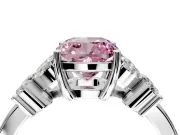 Floral Engagement Ring Setting for Fancy Pink Cushion Cut Center with Marquise Cluster Shoulders and Prong Head in White Gold
