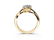 Solitaire Engagement Ring Setting for Heart-Shaped Center with Plain Bypass Twist Band and Prong Head in Yellow Gold