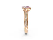 Solitaire Engagement Ring Setting for Fancy Pink Pear-Shaped Center with Pave Rail Split Shank and Prong Head in Rose Gold