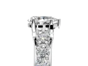 Solitaire Engagement Ring Setting for Pear-Shaped Center with Graduated Shared Prongs and Prong Head in Sterling Silver