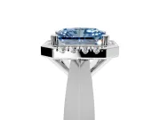 Halo Engagement Ring Setting for Fancy Blue Radiant Cut Center with Square Band and Prong Head in Sterling Silver