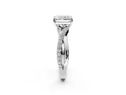 Crossover Engagement Ring Setting for Radiant Cut Center with Pave and Plain Strands and Prong Head in Sterling Silver