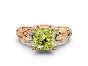 Solitaire Engagement Ring Setting for Fancy Yellow Cushion Cut Center with Filigree Accent Basket and Prong Head in Rose Gold