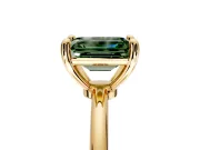 Minimalist Solitaire Engagement Ring Setting for Fancy Green Emerald Cut Center with Thin Band and Prong Head in Yellow Gold