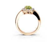 Halo Engagement Ring Setting for Fancy Yellow Radiant Cut Center with Milgrain Channel Band and Prong Head in Rose Gold