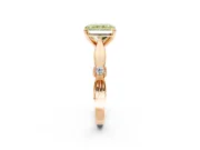 Solitaire Engagement Ring Setting for Fancy Yellow Radiant Cut Center with Carved Leaf Shoulders and Prong Head in Rose Gold