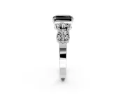 Leaf Engagement Ring Setting for Fancy Black Radiant Cut Center with Milgrain Accent Band and Prong Head in Sterling Silver