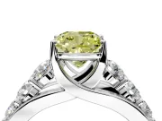 Solitaire Engagement Ring Setting for Fancy Yellow Cushion Cut Center with Graduated Shared Prongs and Prong Head in White Gold
