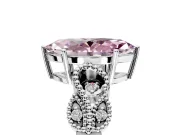 Leaf Engagement Ring Setting for Fancy Pink Marquise Center with Milgrain Accent Band and Prong Head in White Gold