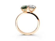 Fancy Green Emerald Cut and Emerald Cut Lab-Grown Diamond Toi et Moi Engagement Ring with Prong-Set Stones in Rose Gold