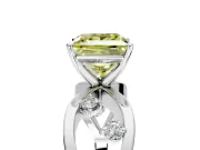 Solitaire Engagement Ring Setting for Fancy Yellow Princess Cut Center with Criss-Cross Accent Band and Prong Head in Sterling Silver